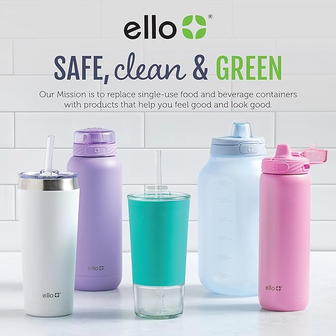 Ello Pop & Fill 32oz Stainless Steel Water Bottle with Quick Fill Technology, Double Walled and Vacuum Insulated Metal, Leak Proof Locking Lid, Sip and Chug, Reusable, BPA Free, Black