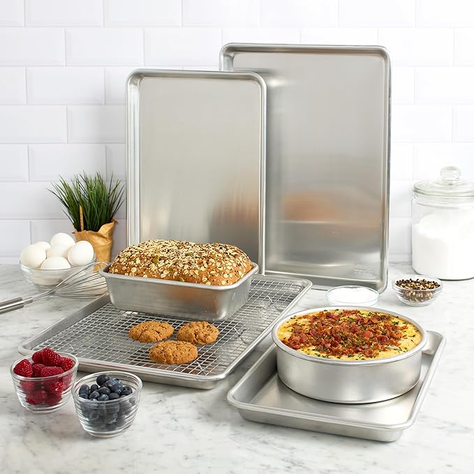 Chigcago Metallic Recyled Aluminum Medium 10x15 Baking Sheet, Made From Recylced Aluminum, Perfect For Roasting Vegetables, Baking Cookies, Making One Sheet Meals
