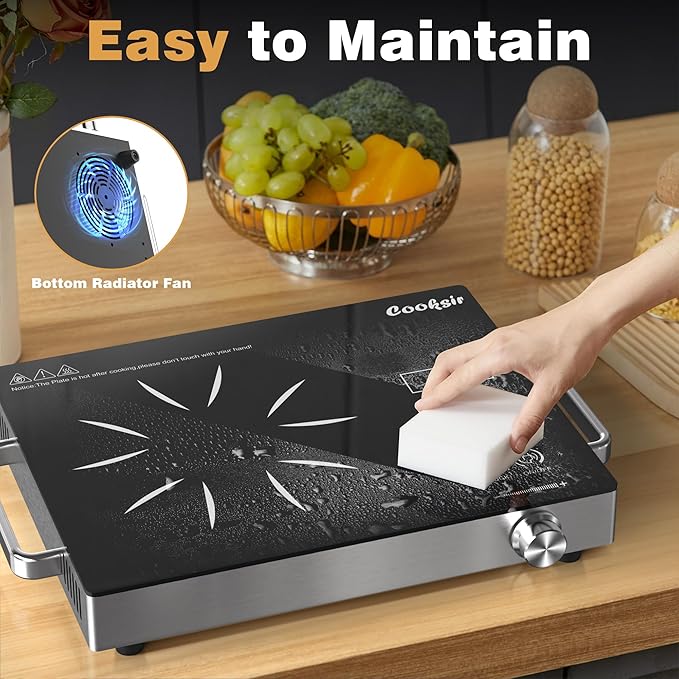 Single Burner Electric Cooktop - 110V Portable One Burner Hot Plate 1800W, Countertop Electric Stove top for Home, Camping, RV, Timer, Child Lock, Steam, BBQ, Stir Fry, 110-120V Plug in