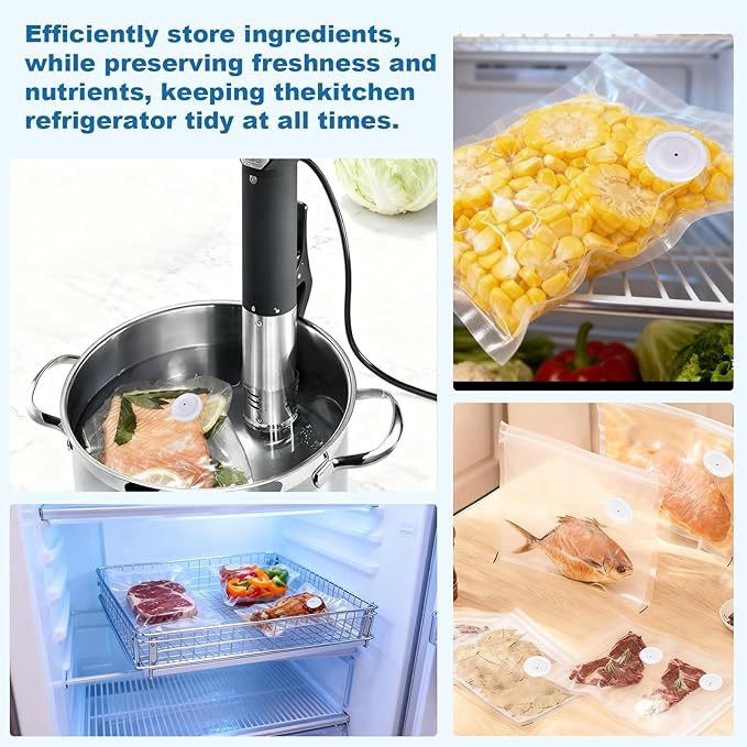 Vacuum Sealer Bags with Air Valve,8 PCS 10"×11" Reusable Vacuum Seal Bags，BPA-Free Heavy Duty Food Storage Bags for Food Storage, Cooking