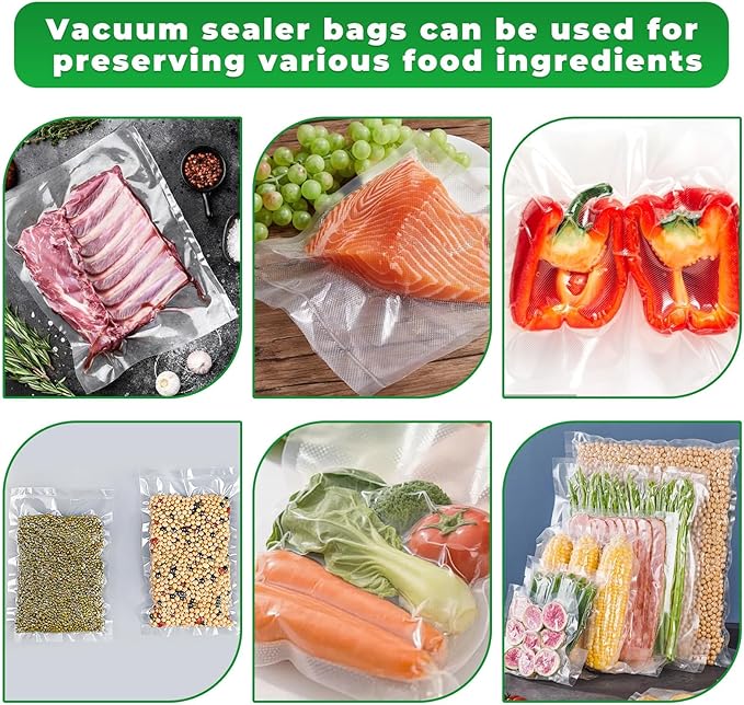 Vacuum Sealer Bags,38 PCS 7.8"×11.8" Textured Vacuum Sealing Bags,Commercial Grade, BPA Free, Heavy Duty,Great for Food Storage Meal Prep or Sous Vide Cooking