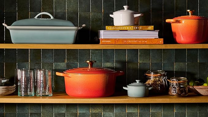 Le Creuset Enameled Cast Iron Signature Round Dutch Oven, 4.5 qt., Flamme Doree with Crucible Knob