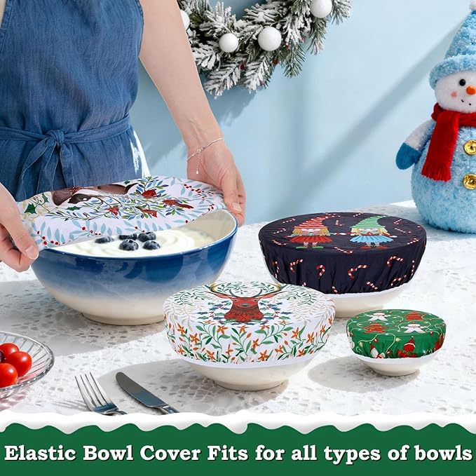 5-Size Reusable Beeswax Bowl Covers for Bread Proofing, Cotton Cloth Flexible Beeswax Wraps for Food Storage (Elk)