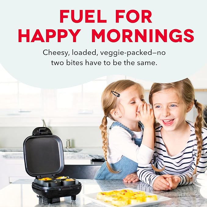Dash Deluxe Egg Bite Maker - Electric Egg Bite Maker for Healthy Protein Snacks - Quick Cleanup, Space-Saving Design & Non-Slip Feet - 4 Servings, Red