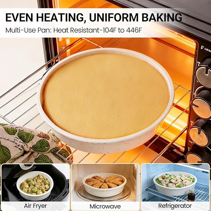 SJ 6 Inch Silicone Round Cake Pan with Metal Reinforced Frame Set of 2, Nonstick Silicone Cake Mold for Baking Suitable for Making Layers, Cheese & Chocolate Cakes