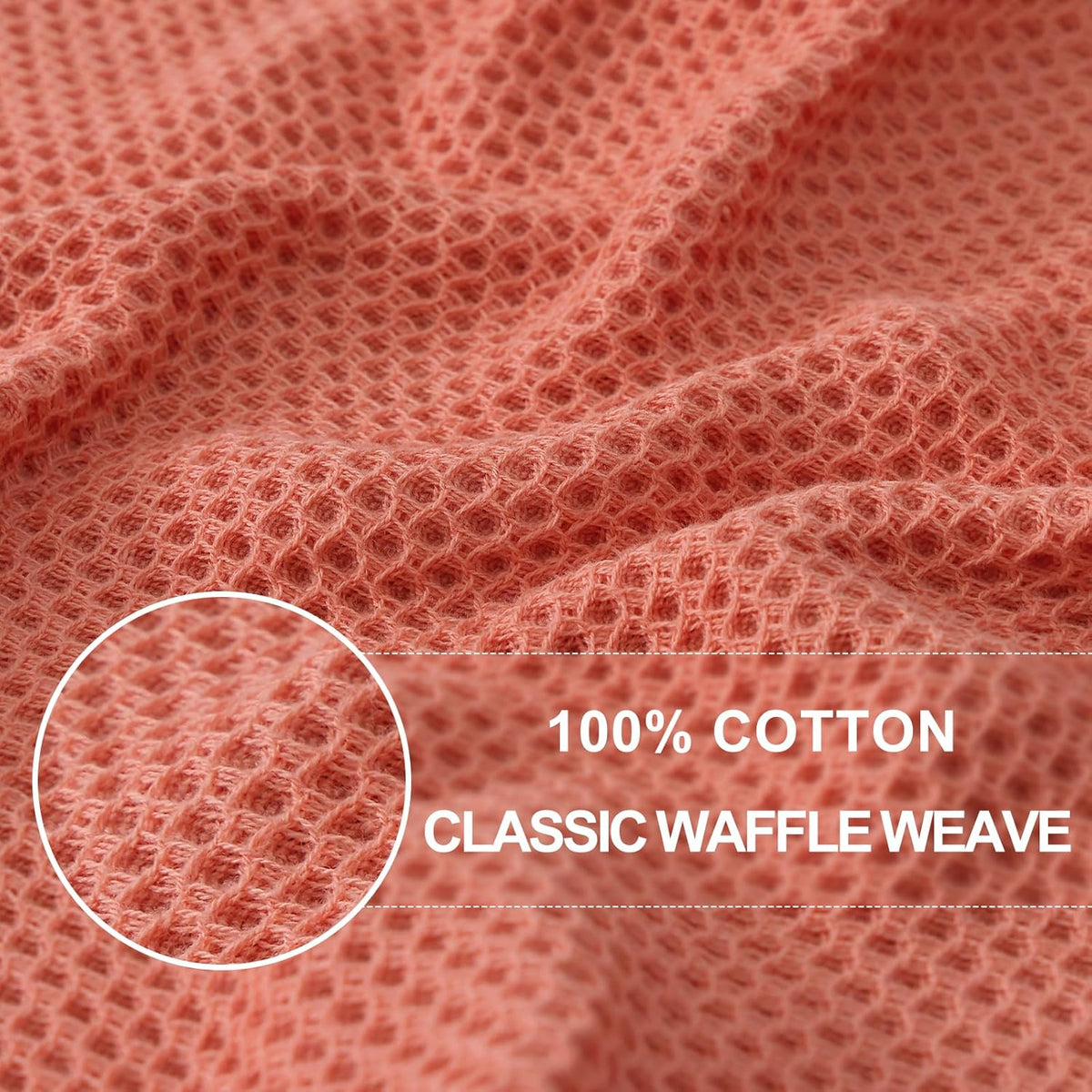 Homaxy 100% Cotton Waffle Weave Kitchen Dish Cloths, Ultra Soft Absorbent Quick Drying Dish Towels, 12 x 12 Inches, 6-Pack, Coral