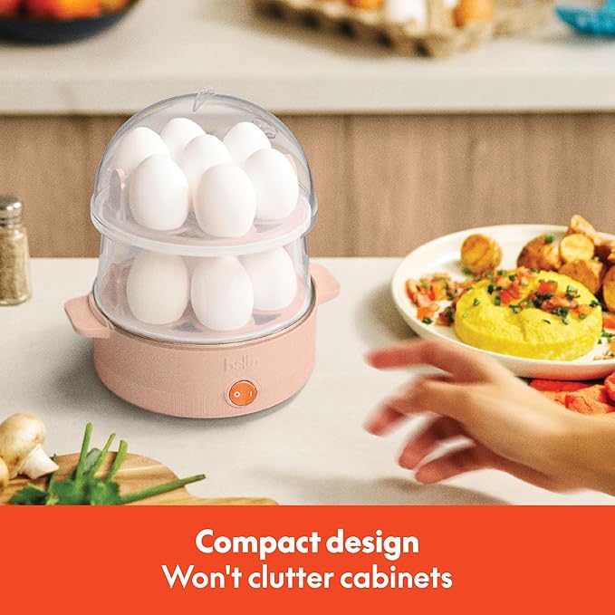 bella Electric Egg Cooker, 14 Eggs Capacity Tray, Double Stack, for Poached, Scrambled, Hard, Medium & Soft Boiled Eggs, Omelets and Steamed Dumplings, Auto Shutoff, 360 Watt, Blossom
