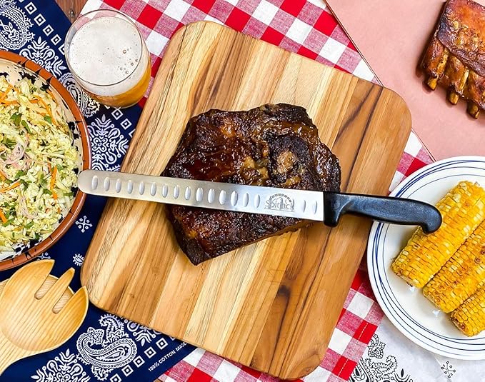 SPITJACK BBQ Smoked Brisket Knife for Meat Carving and Slicing - SS, Granton Edge, 11 Inch Blade