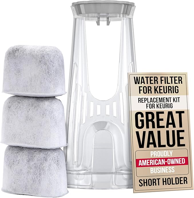 Keurig Filter Replacement Starter Kit - Water Filters for Keurig 2.0, K-Duo, K-Duo Hot & Iced, K Duo Essentials, K-Compact Coffee Makers by PureHQ - Includes Short Filter Holder and 3-Pack Cartridges