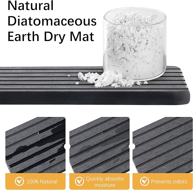 Sponge Holder for Kitchen Sink,Sink Caddy Organizers with Stone Drying Tray, Kitchen Sink Organizer for Sponges, Soap, 9.7" x 4.2"x 3.2" Home Decor Storage and Organization,2PCS Black