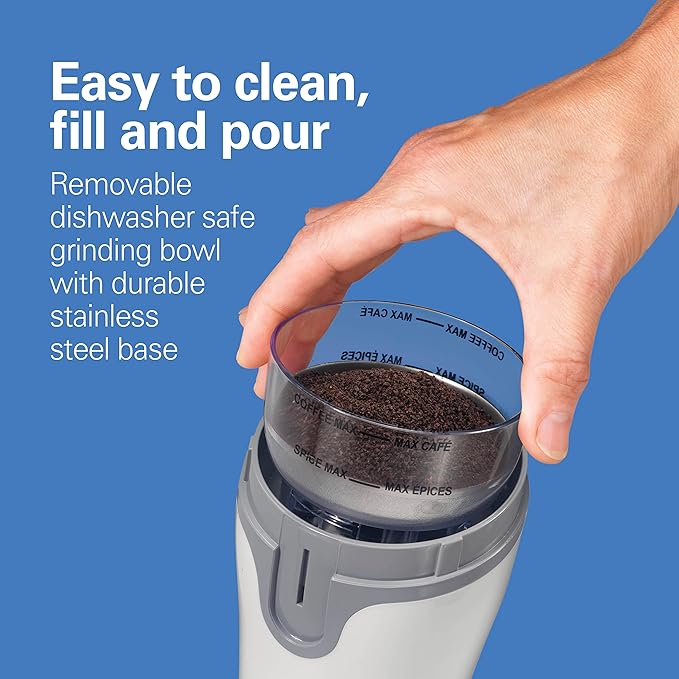 Hamilton Beach Fresh Grind Electric Coffee Grinder for Beans,Spices and More,Stainless Steel Blades,Removable Chamber,Makes up to 12 Cups,White,(Pack of 2)