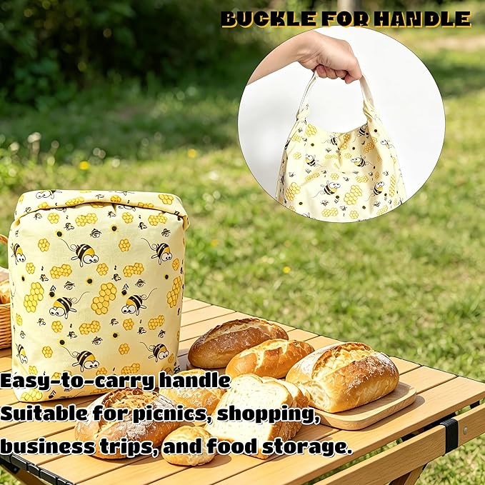 2 Packs Reusable Beeswax Bread Bags for Freezer & Refrigerator, XL 17x13 Inch with Zippers,Natural Beeswax-Lined Cotton Storage Bags Airtight -The Perfect Freshness Keeper for Homemade Sourdough