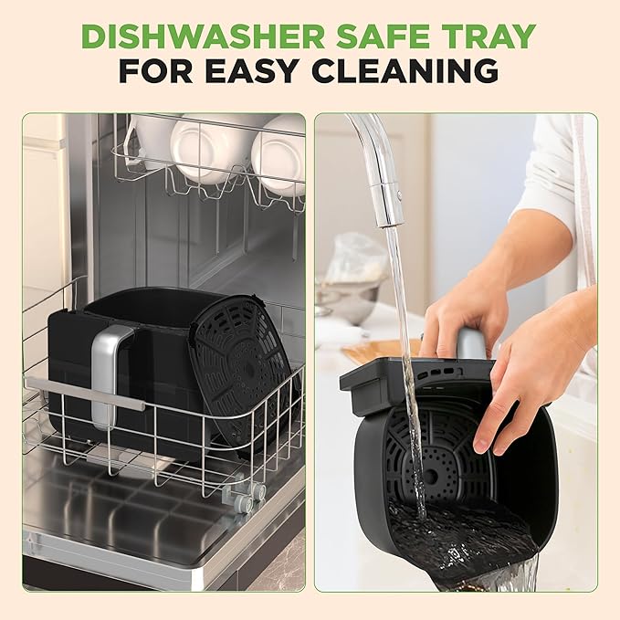 Nutrichef Electric Air Fryer Large 6.3 Quart Capacity | 12-1 Preset Cooking Functions | Includes Tenderizing Function | Digital Display | Transparent Window For Best Cooking Results | Black