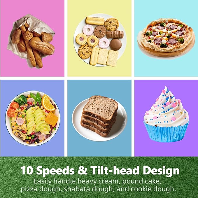 Stand Mixer, Compact & Space-Saving, Stainless Steel Bowl, Unique & Playful Design, Effcient Motor, Dishwasher-Safe Attachments, SM-2549A (Yellow)