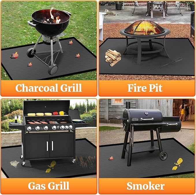 70 ×48 inches Under Grill Mat Fit Blackstone 28in & 36in Griddle/ Griddle Mat for Blackstone, Fireproof Indoor Fireplace Mat Fire Pit Mat BBQ Mats Grill Pads to Protect Deck Patio Smokers Gas Grills