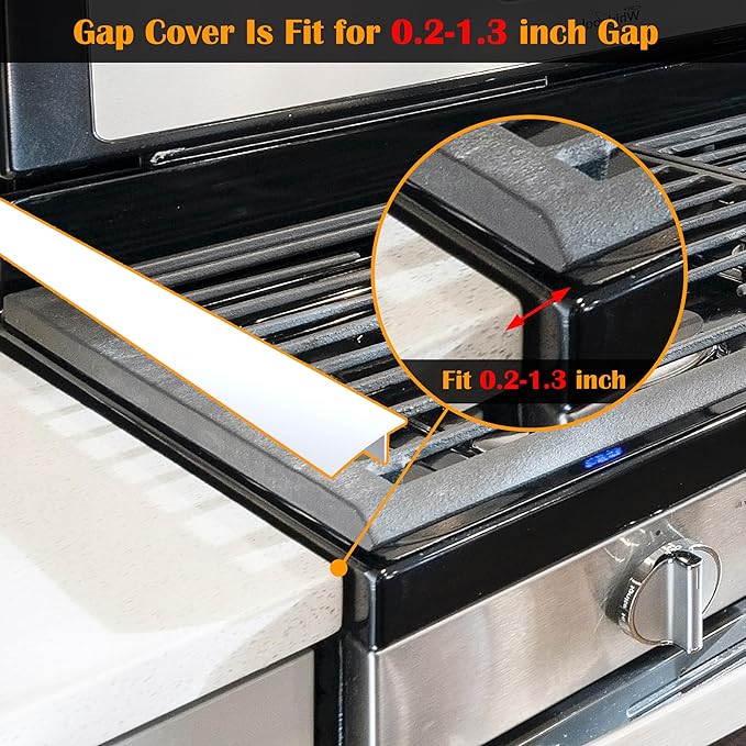 Silicone Stove Counter Gap Cover Kitchen Counter Gap Filler by Kindga 25" Long Gap Filler Sealing Spills Between Kitchen Appliances Washing Machine and Stovetop, Set of 2 (White)