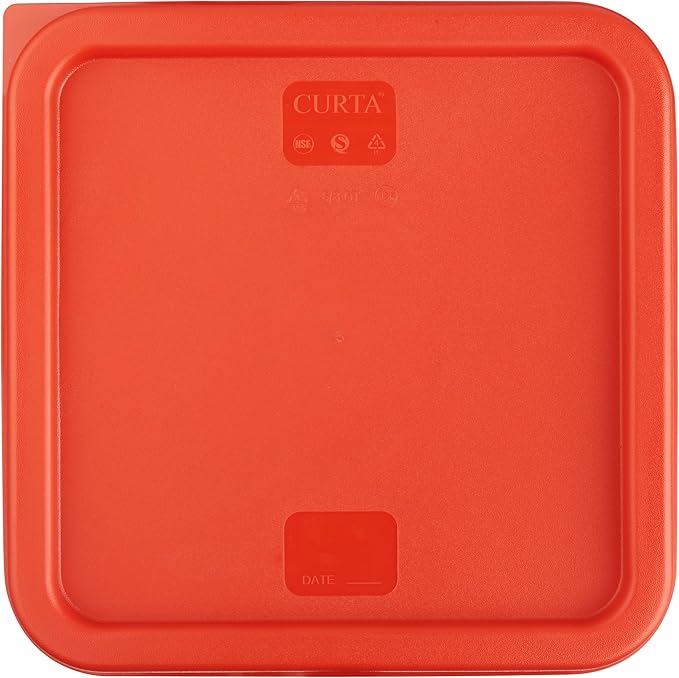CURTA 8-Pack 6 Qt NSF Clear Polycarbonate Food Storage Containers with Red Lids - Square, Commercial-Grade, Freezer & Dishwasher Safe, Stackable