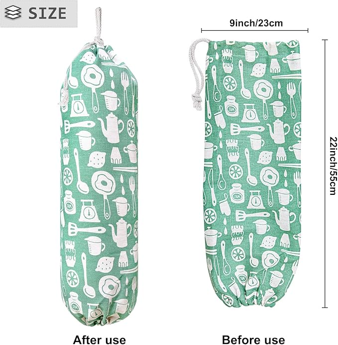 Plastic Bag Holder, Wall Mount Plastic Bag Organizer, Shopping Bags Carrier, Washable Large Grocery Bag Storage Dispenser for Home Kitchen Travelling, Free Adjustment with Drawstring (kitchen)
