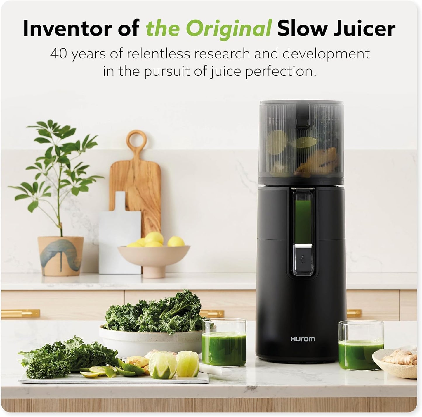 Hurom H400 Cold Press Juicer Machine, Award Winning Masticating Slow Juicer, Easy to Clean, Strainer & Hands Free with Self Feeding, Wide Mouth Hopper, Easy Assembly (Two-Tone Beige)