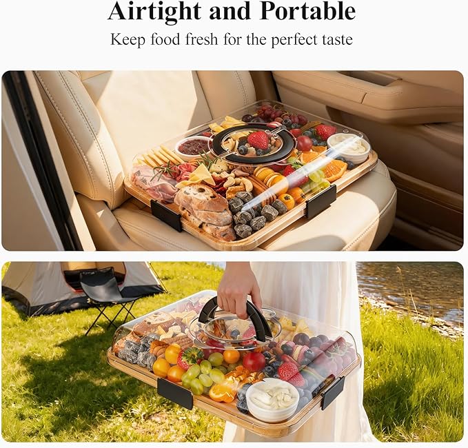 Charcuterie Board with Lid and Double-Drawer Charcuterie Board Set