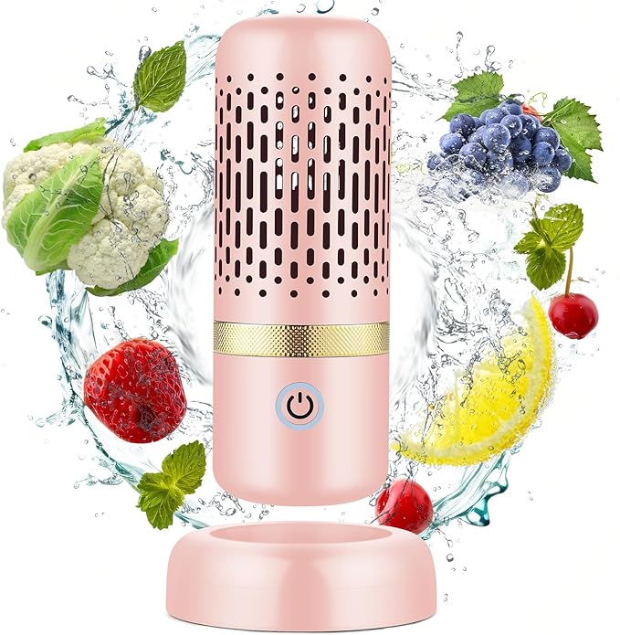 Cudinham Fruit and Vegetable Purifier Cleaner Washing Machine Upgraded Capsule Shape Disinfection OH-ion Purification Technology for Cleaning Veggie Grains Rice Meat Seafood, Pink