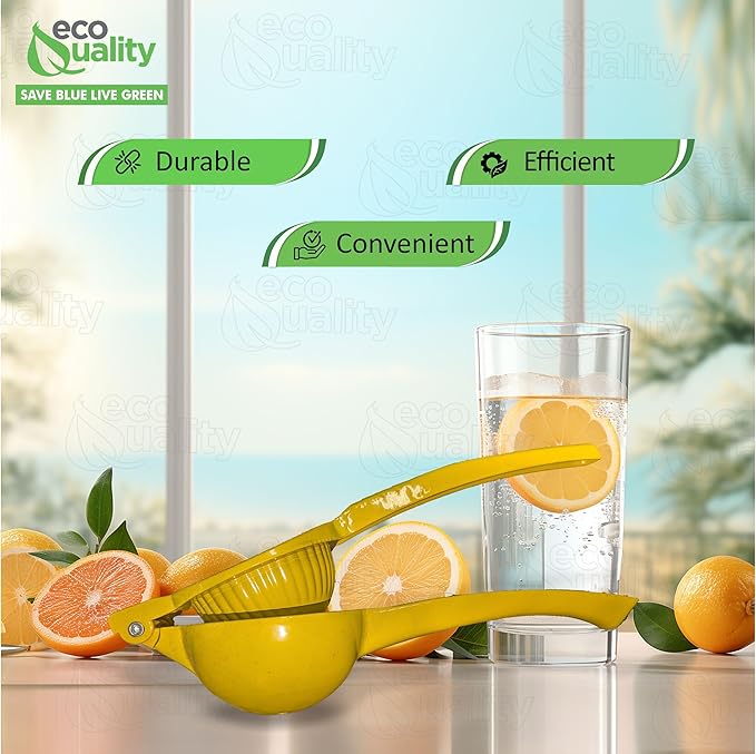 EcoQuality Heavy Duty Handheld Yellow Citrus Juice Squeezer Premium Lemon, Lime & Orange Press for Maximum Extraction Easy to Use, Durable and Rust Resistant Metal Manual Juicer (4)