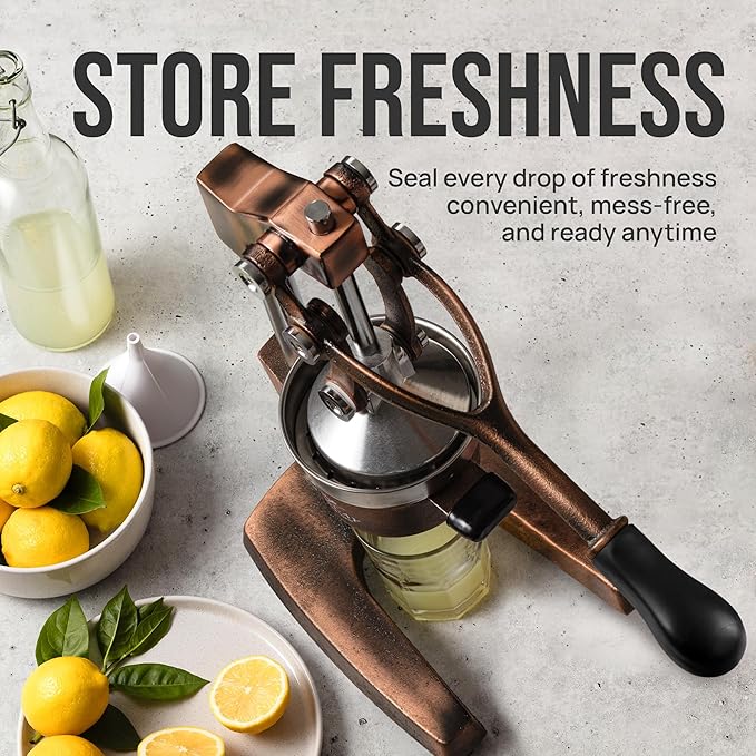 Zulay Kitchen Cast Iron Juicer - Heavy Duty Manual Juicer with Detachable Strainers for Easy Cleaning, Orange Juice Press for Citrus Fruits, Perfect for Bartenders, Juice Lovers & Health Enthusiasts