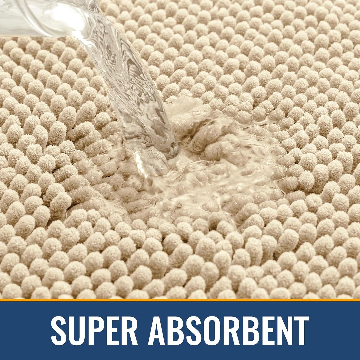 Arotive Bathroom Rugs 70x24, Extra Soft Absorbent Shaggy Chenille Bath Rugs, Machine Washable Rubber Backing Non-Slip Bath Mats for Bathroom Floor Tub and Shower, Home Decor Accessories, Beige