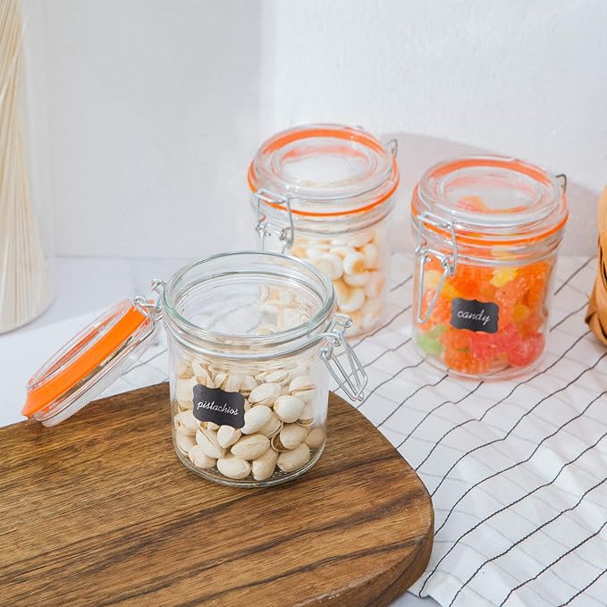 Glass Jars With Airtight Lids, Mason Jars 8 oz,Glass Jar With Leak Proof Rubber Gasket 250ml,Storage Jars With Hinged Lid for Home and Kitchen,12 Pack