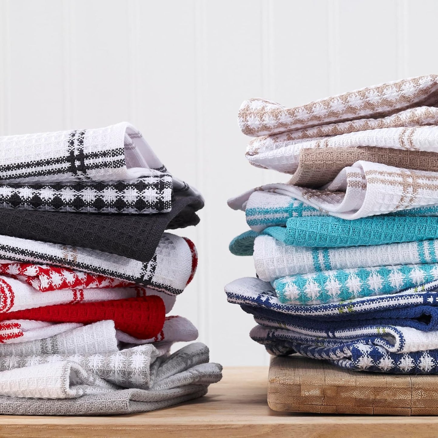 T-fal Premium Waffle Dish Cloths: Highly Absorbent, Super Soft Long Lasting - 100% Cotton, 12"x13" Towel for Cleaning & Drying, (12-Pack), Neutral