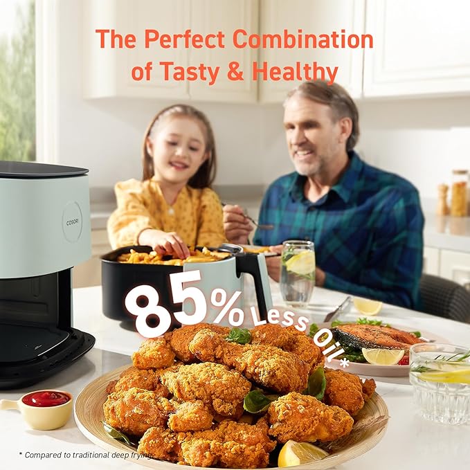 COSORI Air Fryer Pro LE 5-Qt Airfryer, With 20PCS paper liners, 10 Functions that Dry, Bake, Roast &Preheat, Shake Reminder, Up to 450℉, 85% Oil less, Compact, 130+ Recipes, Dishwasher Safe, Green