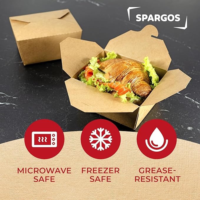 Chinese Takeout Storage Containers (70 Pack) 30oz - Kraft Brown Cardboard Paper Togo - Take Out Boxes - Biodegradable Eco To Go Food For Restaurants Catering Party
