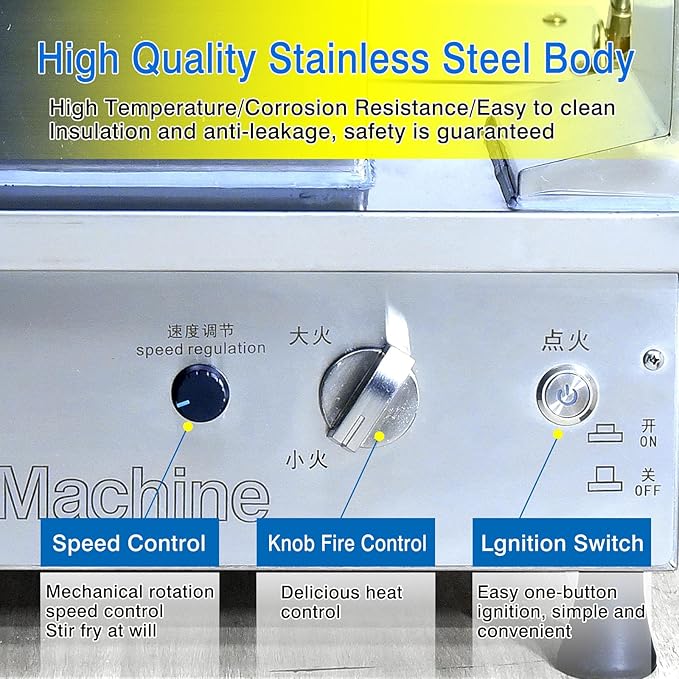 Commercial Automatic Cooker with water spray,Automatic 360° Stir Fry Cooker,Automatic Cooking Machine,Drum Type Stir Frying Machine,Auto Cooking Wok Fried Machine (Natural Gas, Countertop)