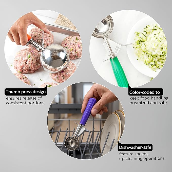 Restaurantware 3.75 Ounce Portion Scoop, 1 Trigger Release Stainless Steel Cookie Scoop - With Ivory Handle, Stainless Steel Disher, For Portion Control, Cookie Dough, Cupcake Batter, Or Ice Cream
