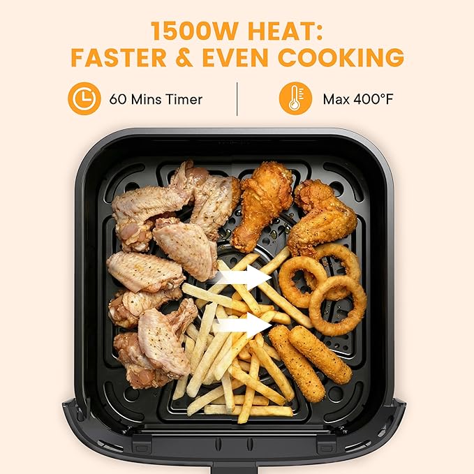 Sweetcrispy Air Fryer 4 Quart with Window, 1500W Digital Airfryer with 8 Presets, 60-Min Timer, Max 400°F, Auto Shut Off & Nonstick Dishwasher Safe Basket, Shake Reminder for Small Kitchen