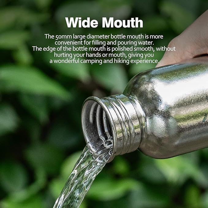 Boundless Voyage Titanium Water Bottle with Lid Wide Mouth Leak-Proof Reusable Sport Drinking Bottle for Camping Hiking Picnic Climbing Running Tea Coffee (750ml-glossy)
