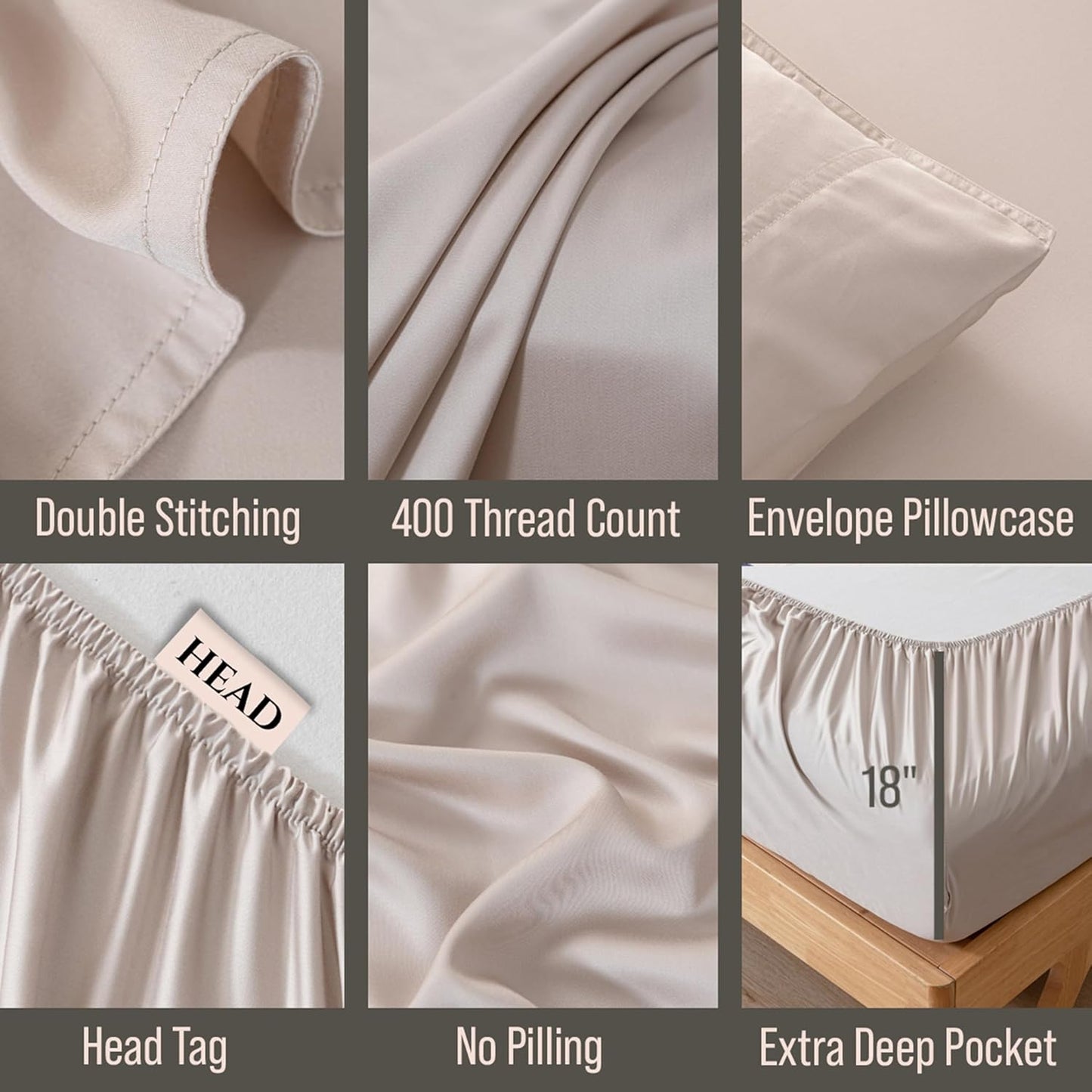 Bella Coterie Luxury Bamboo Viscose Twin Size Sheet Set | 100% Organically Grown | Ultra Soft | Cooling for Hot Sleepers | 18" Deep Pocket [Dune]