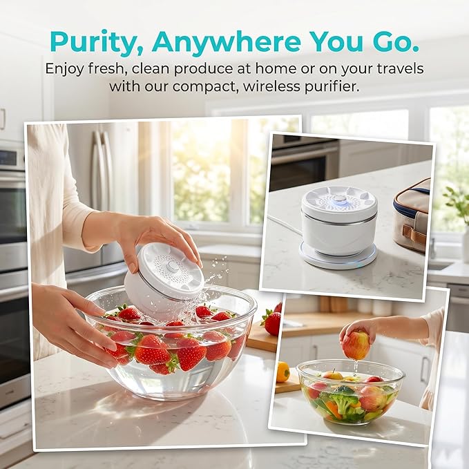 Fruit and Vegetable Washing Machine, Vegetable Purifier Titanium Electrolysis Fruit and Veggie Cleaning Machine, Fruit Cleaner Device for Home Kitchen Fruits, Vegetables, Meat and Tableware (1 Pcs)