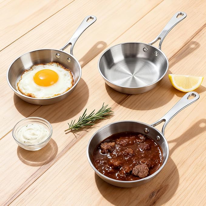 Macevia 0.12QT Mini Sauce Pan, 18/10 Stainless Steel Butter Warmer, Small Pot with Handle, Ideal for Kitchen, Restaurant, Camping & RV Use (4 Inch) - Silver