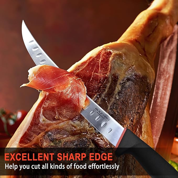 10-inch Curved Breaking Knife W/Sheath & SoftGrip Handle, Sharp Premium Butcher Knife Made of High Carbon Stainless Steel For Meat Cutting