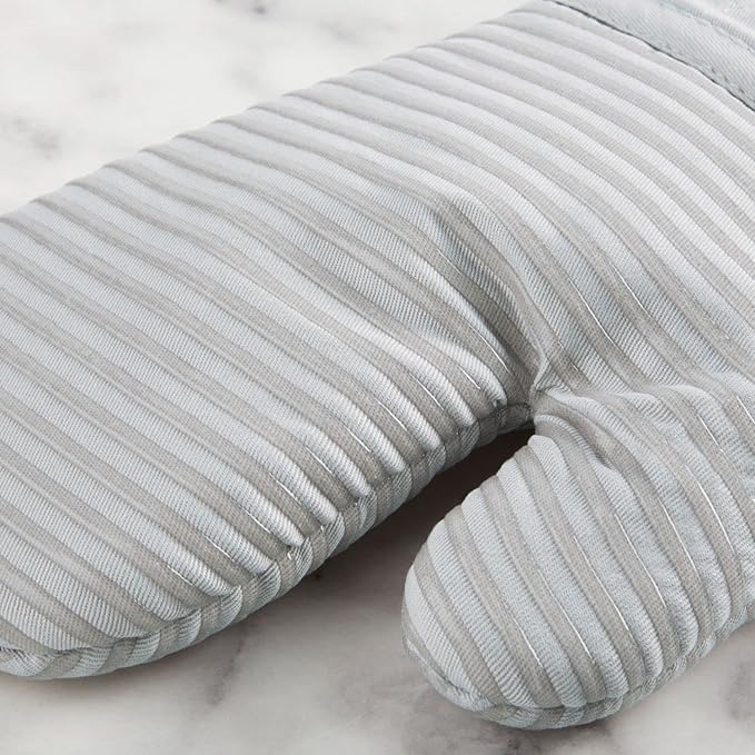 KITCHENAID Quilted Cotton Terry Cloth Oven Mitt, Pot Holder, Kitchen Towel 4-Pack Set, Heat Resistant, Silicone Grip, 16"x26", 7"x13" & 7"x10", Matte Grey
