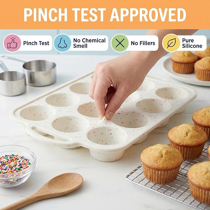 BAKE BOSS 2-Pack Silicone Muffin Pan for Baking with Metal Reinforced Frame -12 Cup Regular Size Cupcake Pan, BPA Free Silicone Muffin Tray - Cupcake Baking Pan Molds for Oven & Dishwasher Safe