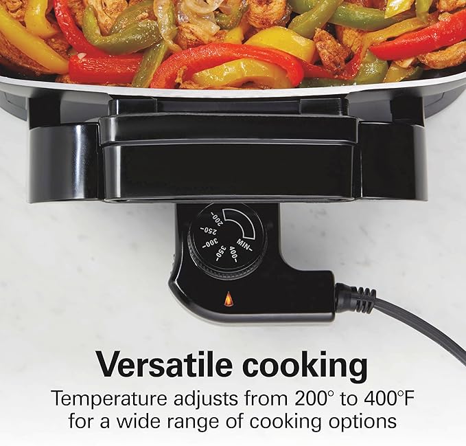 Hamilton Beach Durathon Reversible Ceramic Skillet, 12"x15" Removable Reversible Pan, R25824 (Renewed)