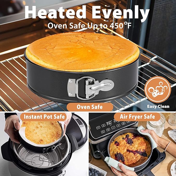 Springform Pan Set of 3 Leakproof Spring Form Pan for Cheesecake, Nonstick 4 7 9 Inch Cheesecake Pan with Silicone Protector, Springform Cheese Cake Pans Sets for Baking with 50Pcs Parchment Paper