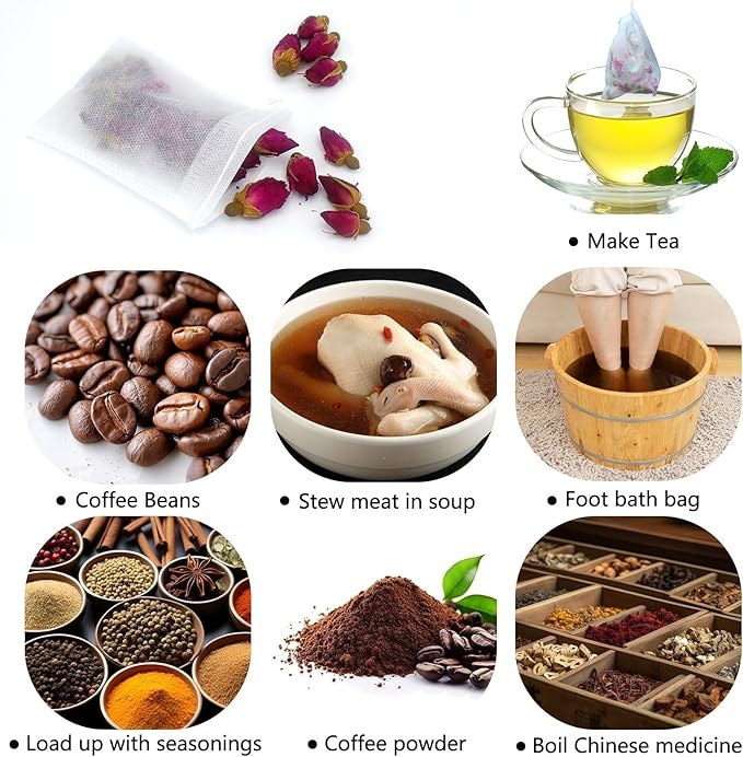 Tea Filter, Tea Bags, Tea Bags for Loose Leaf tea 100PCS 4IN x3.2IN White