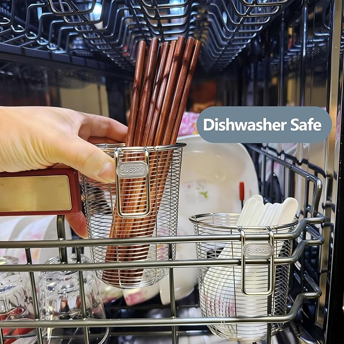 Dish Rack, Stainless Steel Kitchen Drain Basket, Compact Utensil Drying Rack Dishwasher Accessory, Hanging Cutlery and Utensil Organizer, Set of 2