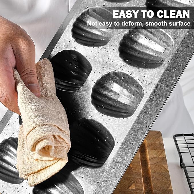 6pc Nonstick Madeleine Pan for Baking, 12-Cavity Shell Shape Cake and Cookie Mold Tray, Carbon Steel Cookie Molds, Send Goods from Local Warehouse (6 PC)