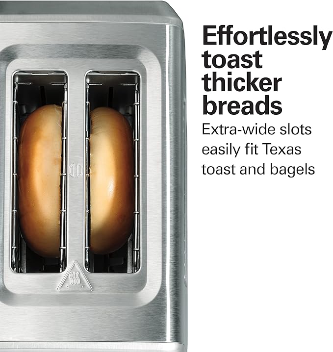 Hamilton Beach 2 Slice Toaster with Extra-Wide Slots,Bagel Setting,Toast Boost,Slide-Out Crumb Tray,Auto-Shutoff & Cancel Button,Defrost Function,Stainless Steel (22794),(Pack of 2)