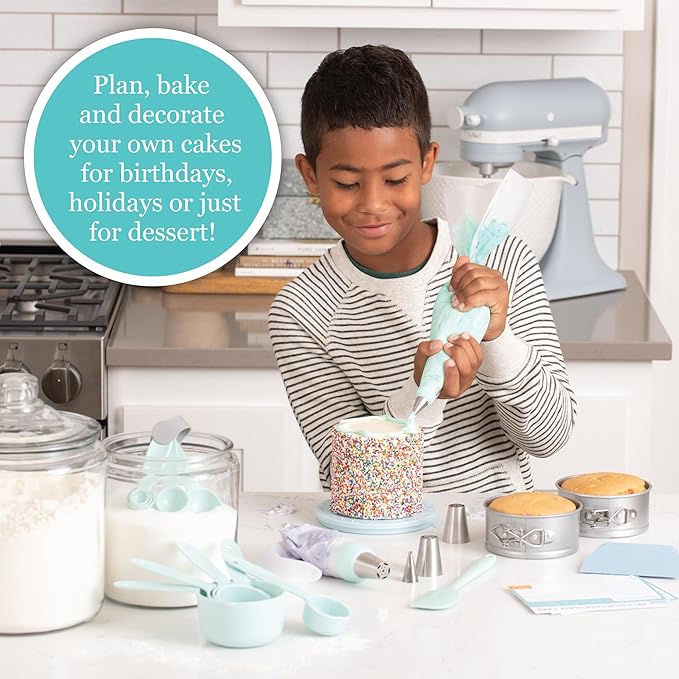 MindWare Playful Chef: Kids Cake Decorating Kit - Includes Pans, Reusable Pastry Bags, Stencils, Recipes amd More