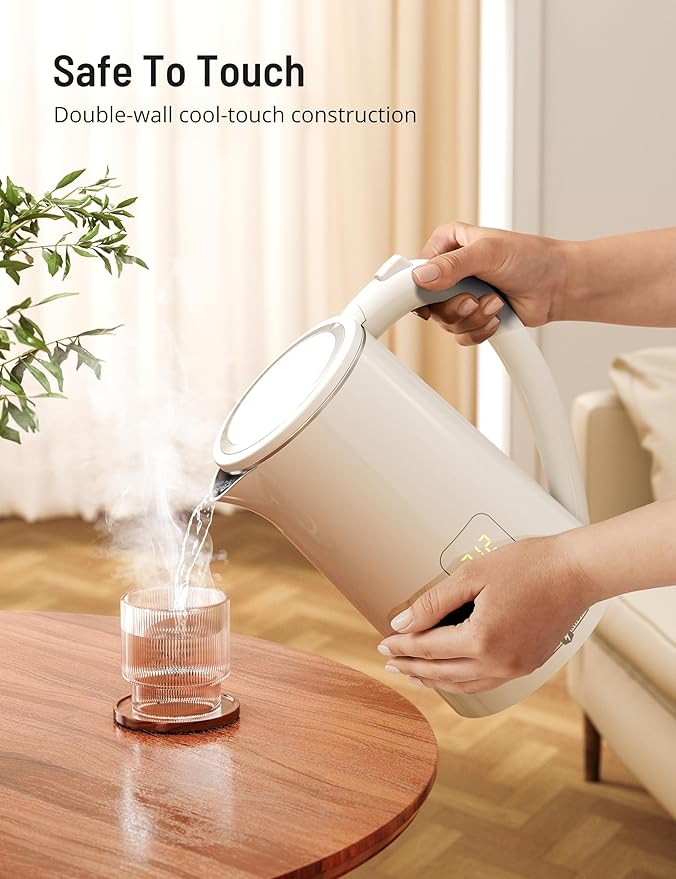 Electric Tea Kettle, 1.7L Larger Design Temperature Control Electric Kettle, 4H Keep Warm Water Boiler with 6 Presets, LED Screen Electric Kettles for Boiling Water, Boil-Dry Protection, BPA Free